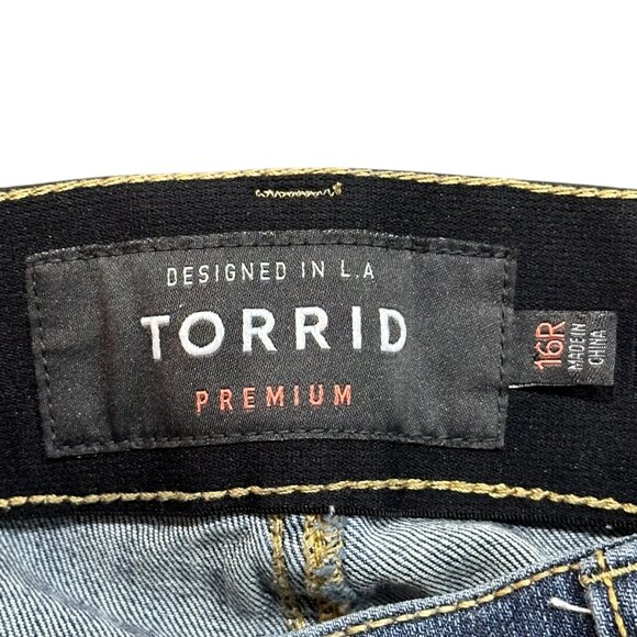 Torrid Bombshell Skinny High Rise Destructed Denim Jeans Size 16R - Picture 5 of 8